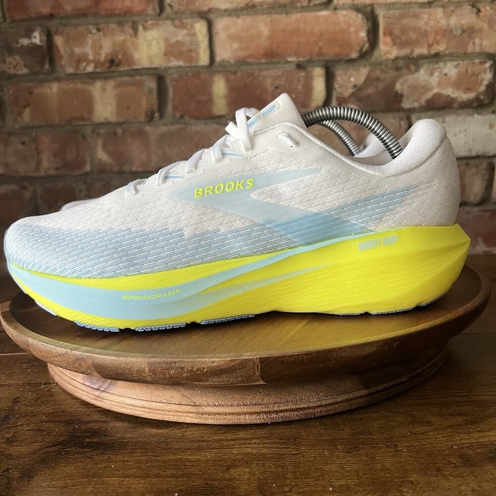 Brooks Ghost Amp Women's 11 Neutral Cushioned Tempo Running Shoes Yellow Blue